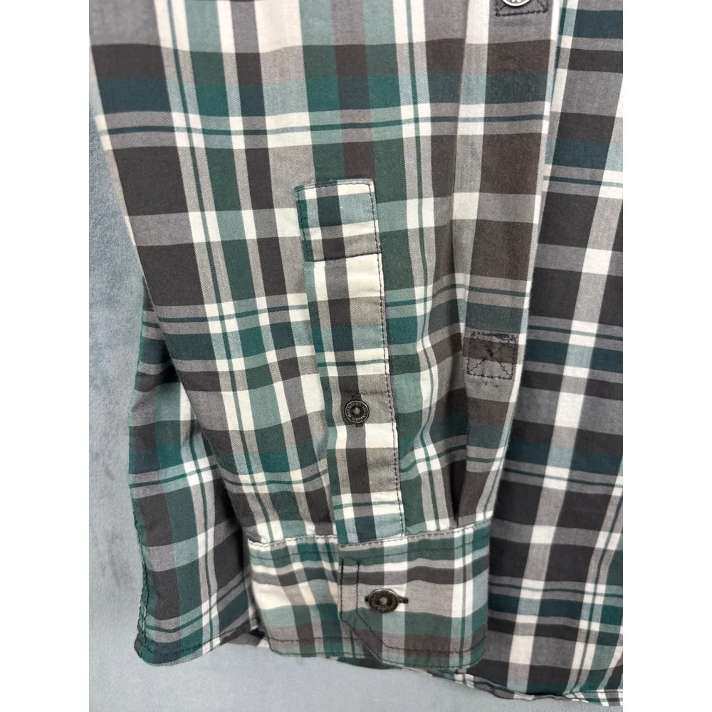 Wrangler Outdoor Mens Green Black Plaid Long Sleeve Button Down Shirt NWP25JB L